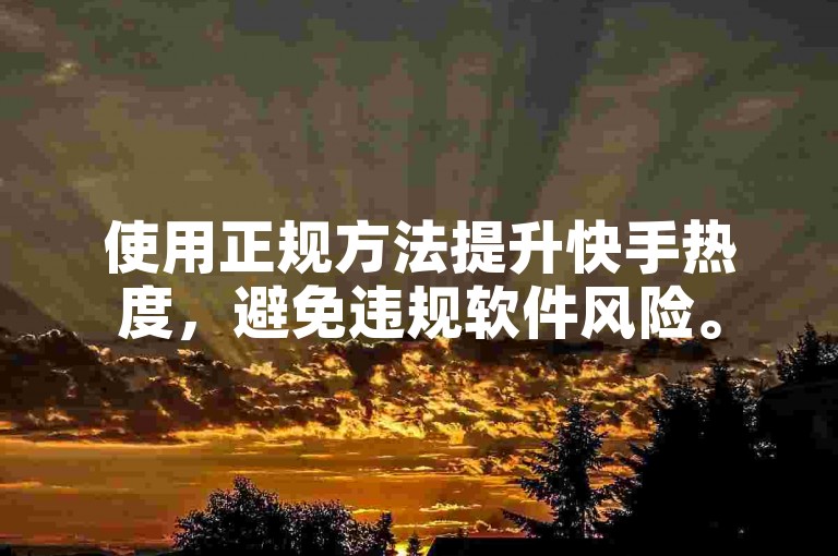使用正规方法提升快手热度，避免违规软件风险。