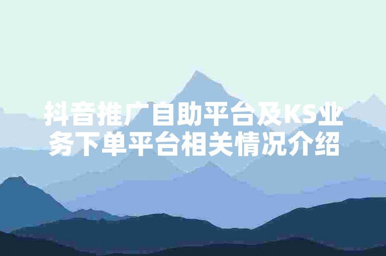 抖音推广自助平台及KS业务下单平台相关情况介绍
