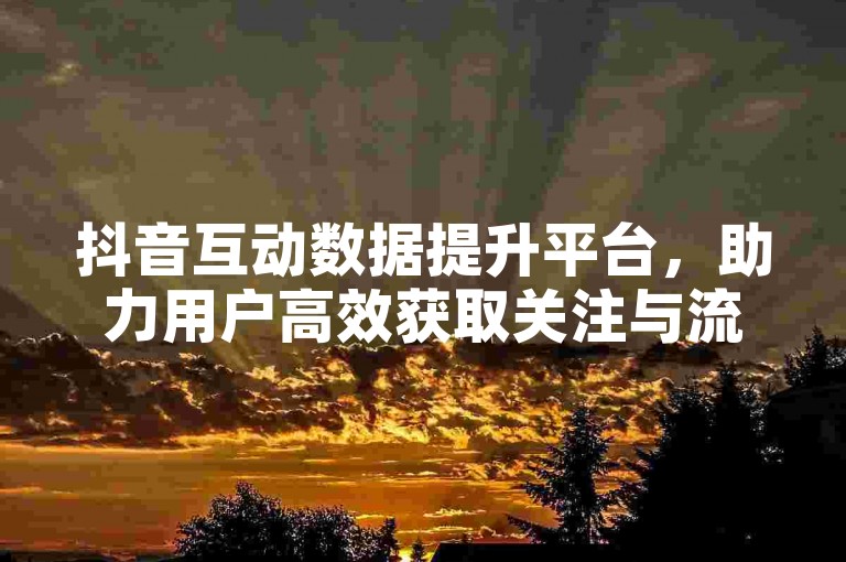 抖音互动数据提升平台，助力用户高效获取关注与流量。