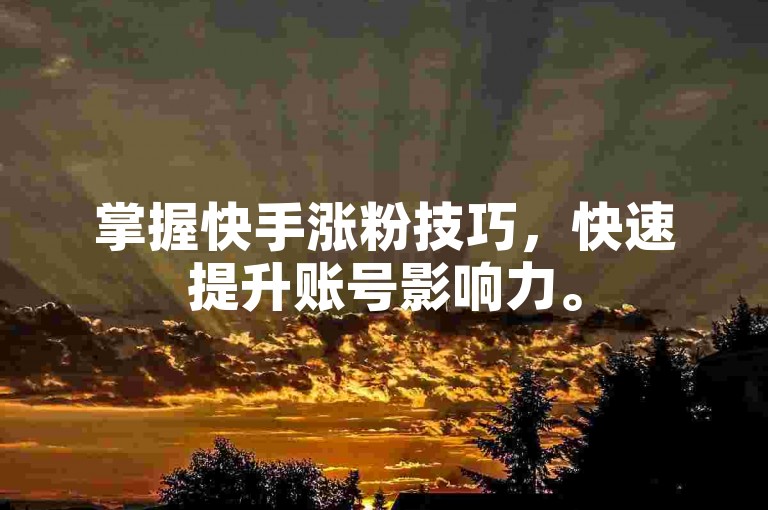 掌握快手涨粉技巧，快速提升账号影响力。