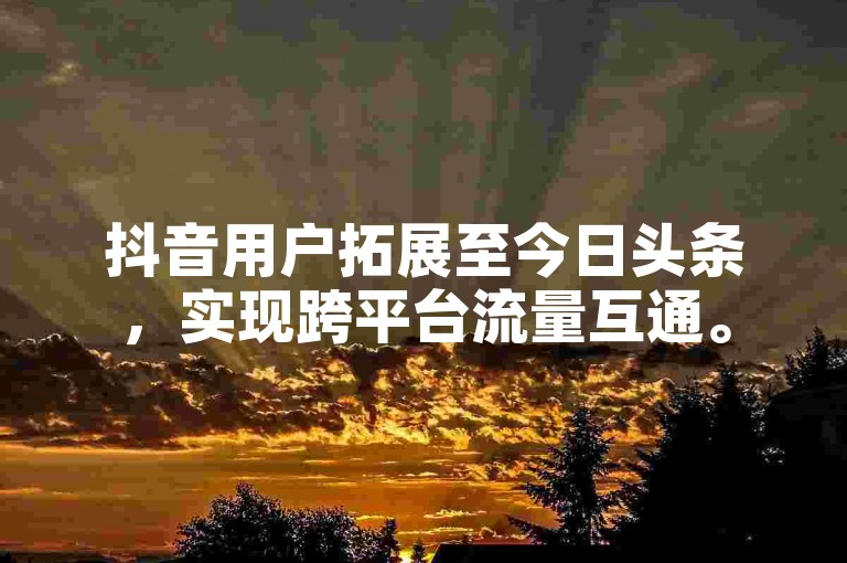 抖音用户拓展至今日头条，实现跨平台流量互通。