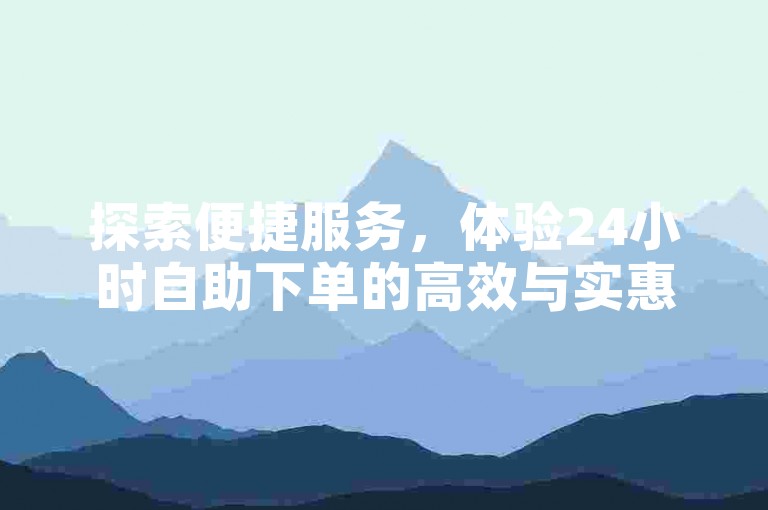 探索便捷服务，体验24小时自助下单的高效与实惠。