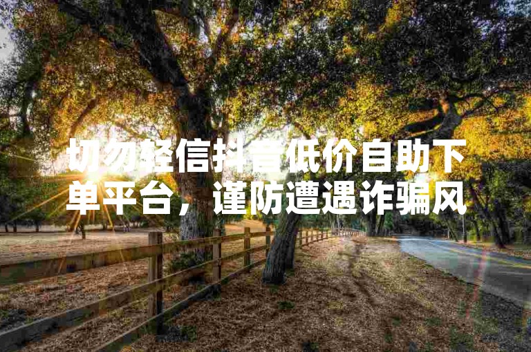 切勿轻信抖音低价自助下单平台，谨防遭遇诈骗风险。