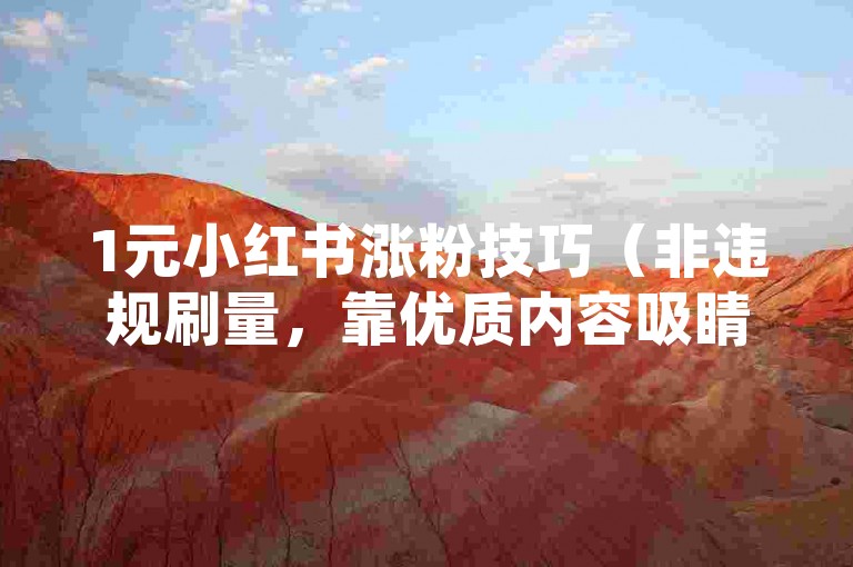 1元小红书涨粉技巧（非违规刷量，靠优质内容吸睛）