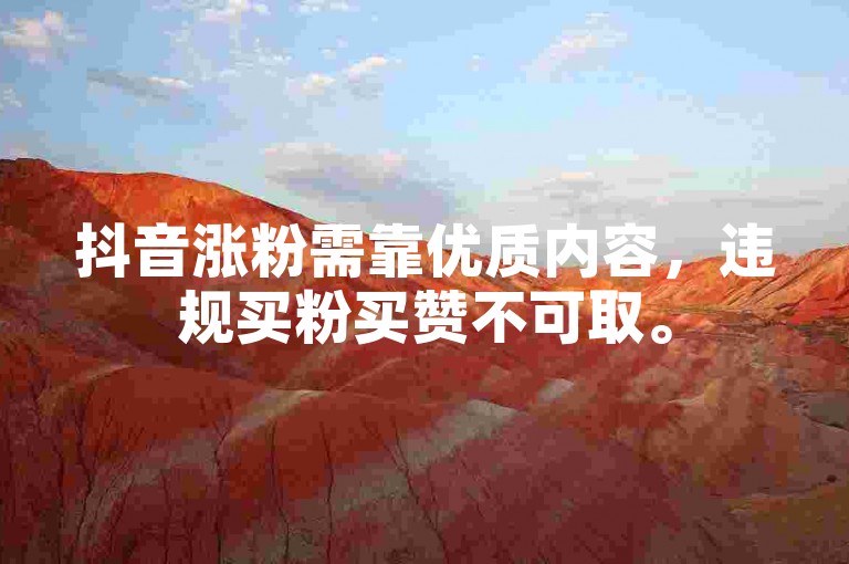 抖音涨粉需靠优质内容，违规买粉买赞不可取。