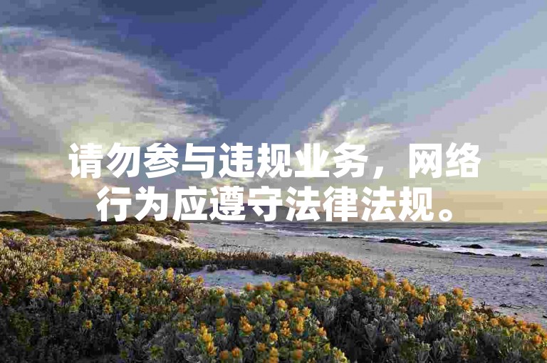 请勿参与违规业务，网络行为应遵守法律法规。