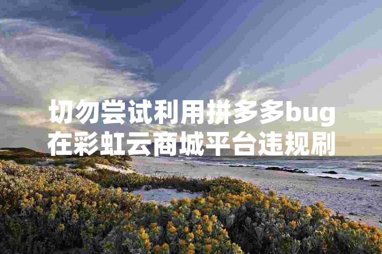 切勿尝试利用拼多多bug在彩虹云商城平台违规刷钱，此行为违法。