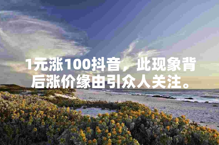 1元涨100抖音，此现象背后涨价缘由引众人关注。