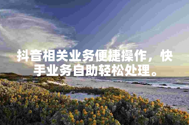 抖音相关业务便捷操作，快手业务自助轻松处理。