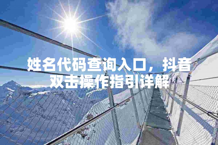 姓名代码查询入口，抖音双击操作指引详解