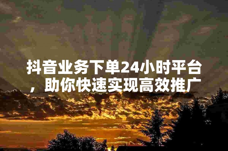抖音业务下单24小时平台，助你快速实现高效推广。