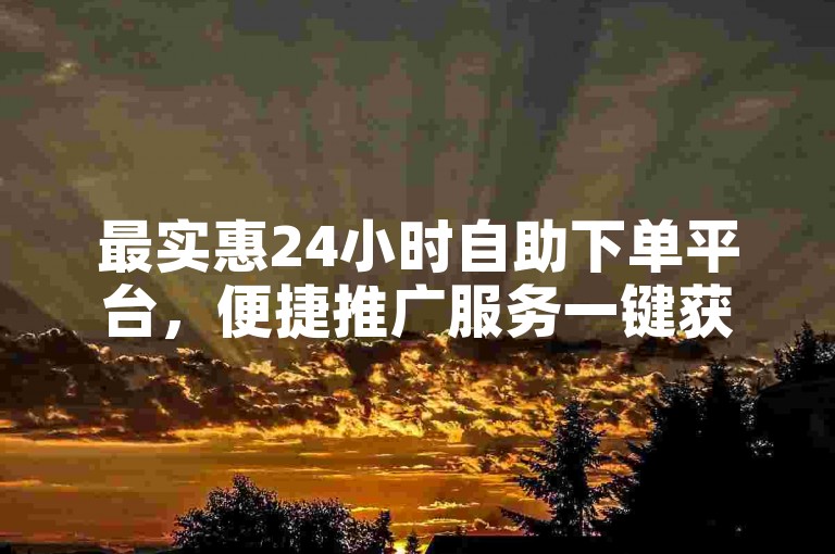 最实惠24小时自助下单平台，便捷推广服务一键获取