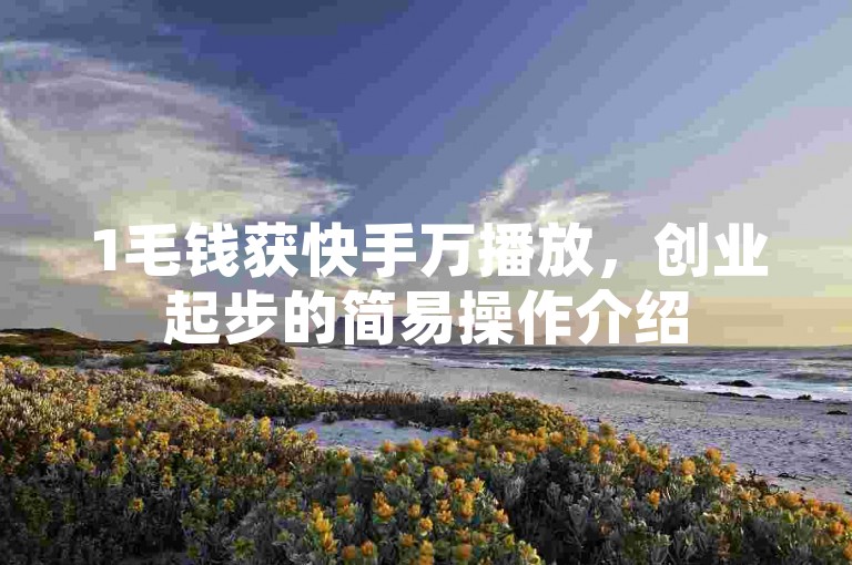 1毛钱获快手万播放，创业起步的简易操作介绍