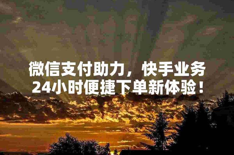 微信支付助力，快手业务24小时便捷下单新体验！