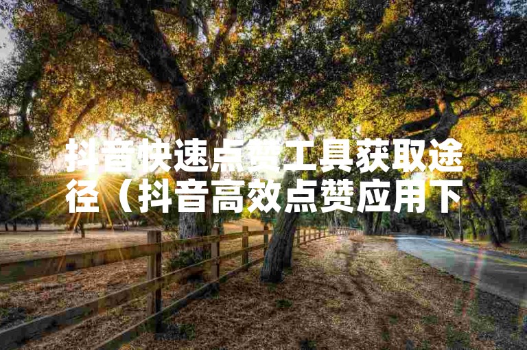 抖音快速点赞工具获取途径（抖音高效点赞应用下载方式）