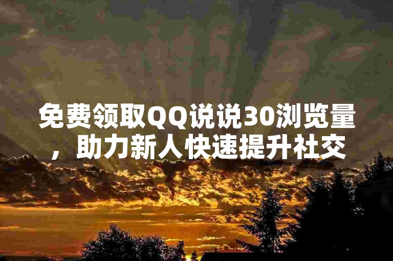 免费领取QQ说说30浏览量，助力新人快速提升社交影响力！