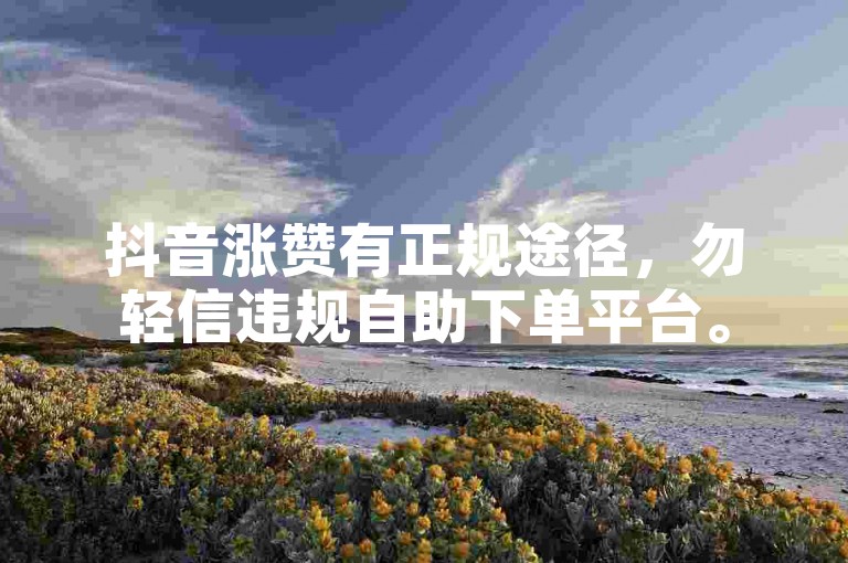 抖音涨赞有正规途径，勿轻信违规自助下单平台。