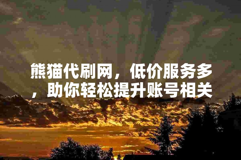 熊猫代刷网，低价服务多，助你轻松提升账号相关数据。