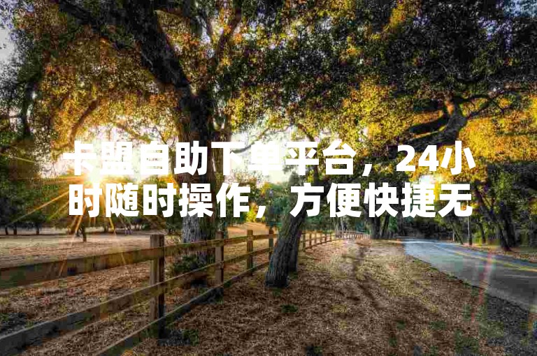 卡盟自助下单平台，24小时随时操作，方便快捷无忧虑。