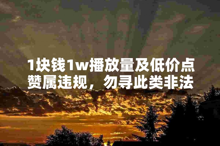 1块钱1w播放量及低价点赞属违规，勿寻此类非法刷量服务。