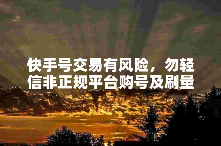快手号交易有风险，勿轻信非正规平台购号及刷量服务。