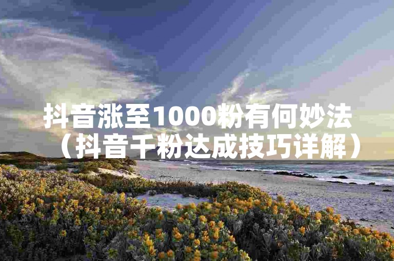 抖音涨至1000粉有何妙法（抖音千粉达成技巧详解）