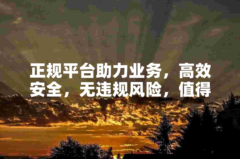 正规平台助力业务，高效安全，无违规风险，值得信赖。