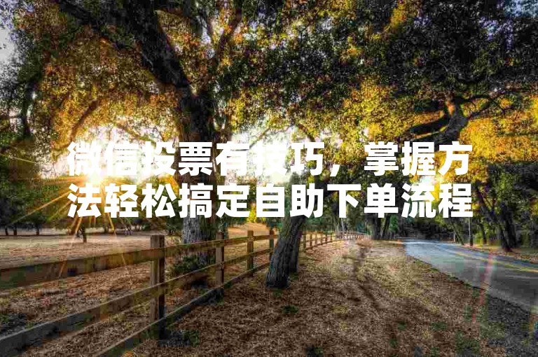 微信投票有技巧，掌握方法轻松搞定自助下单流程。