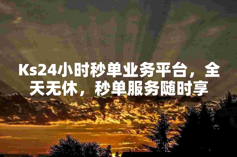 Ks24小时秒单业务平台，全天无休，秒单服务随时享