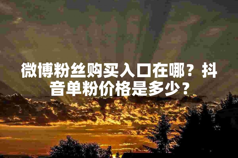 微博粉丝购买入口在哪？抖音单粉价格是多少？