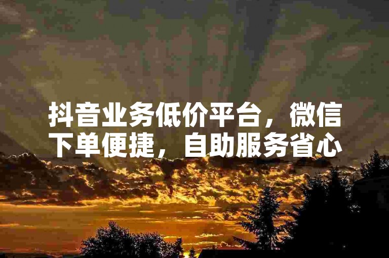 抖音业务低价平台，微信下单便捷，自助服务省心省力。