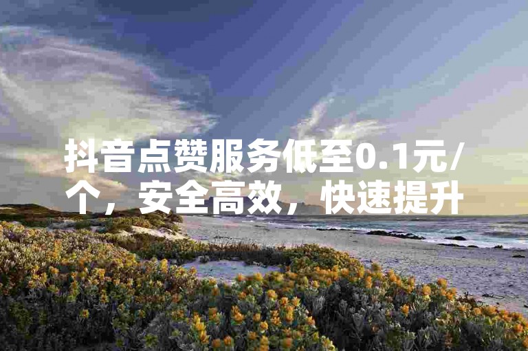 抖音点赞服务低至0.1元/个，安全高效，快速提升人气。