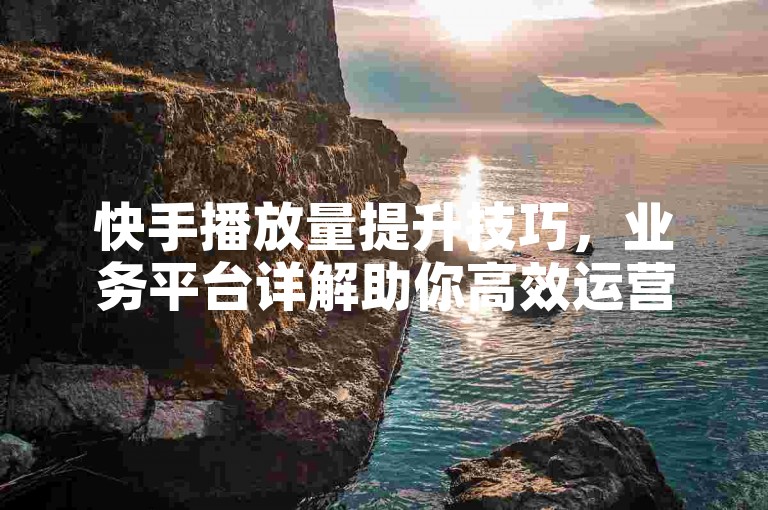 快手播放量提升技巧，业务平台详解助你高效运营
