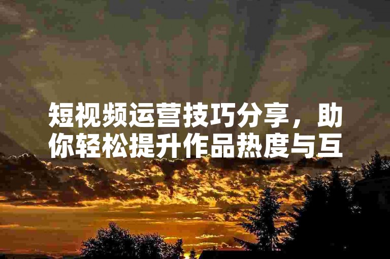 短视频运营技巧分享，助你轻松提升作品热度与互动量。