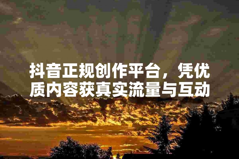 抖音正规创作平台，凭优质内容获真实流量与互动。
