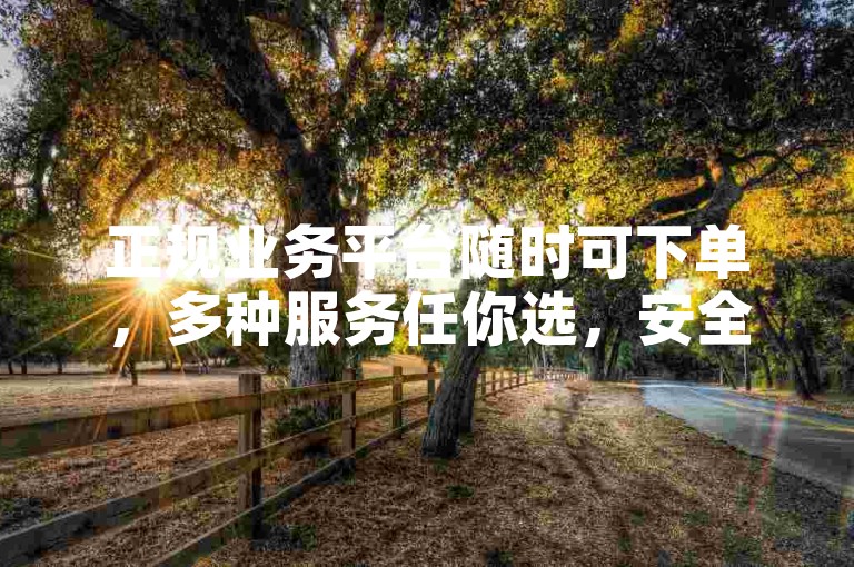 正规业务平台随时可下单，多种服务任你选，安全便捷。