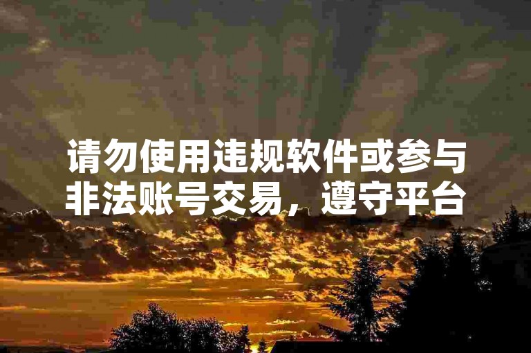 请勿使用违规软件或参与非法账号交易，遵守平台规则。