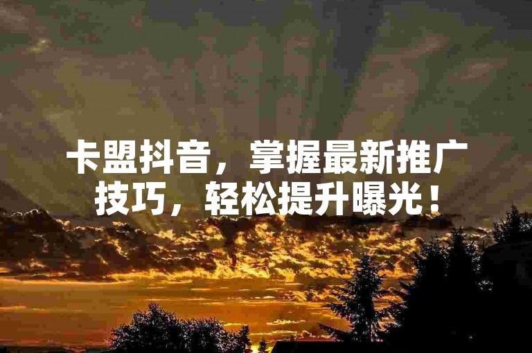 卡盟抖音，掌握最新推广技巧，轻松提升曝光！