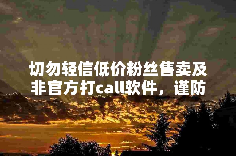 切勿轻信低价粉丝售卖及非官方打call软件，谨防诈骗。