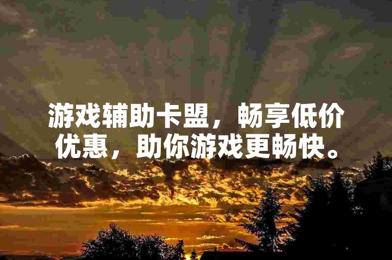 游戏辅助卡盟，畅享低价优惠，助你游戏更畅快。