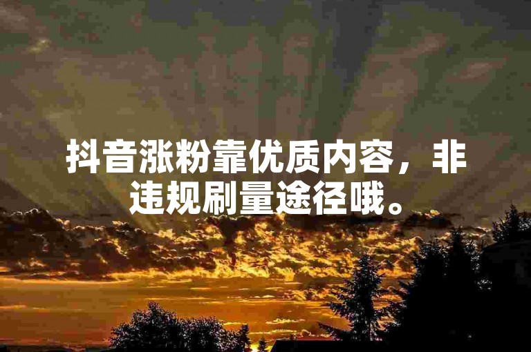 抖音涨粉靠优质内容，非违规刷量途径哦。