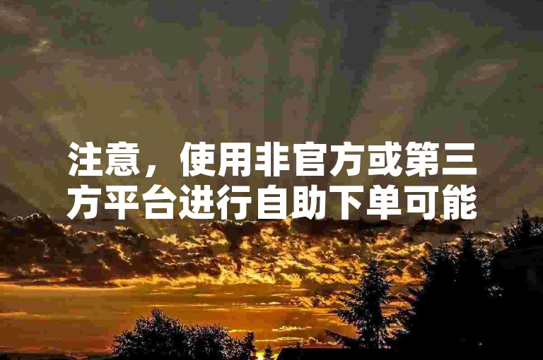 注意，使用非官方或第三方平台进行自助下单可能存在风险，建议通过正规渠道操作。
