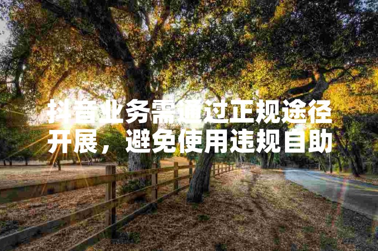 抖音业务需通过正规途径开展，避免使用违规自助下单平台。