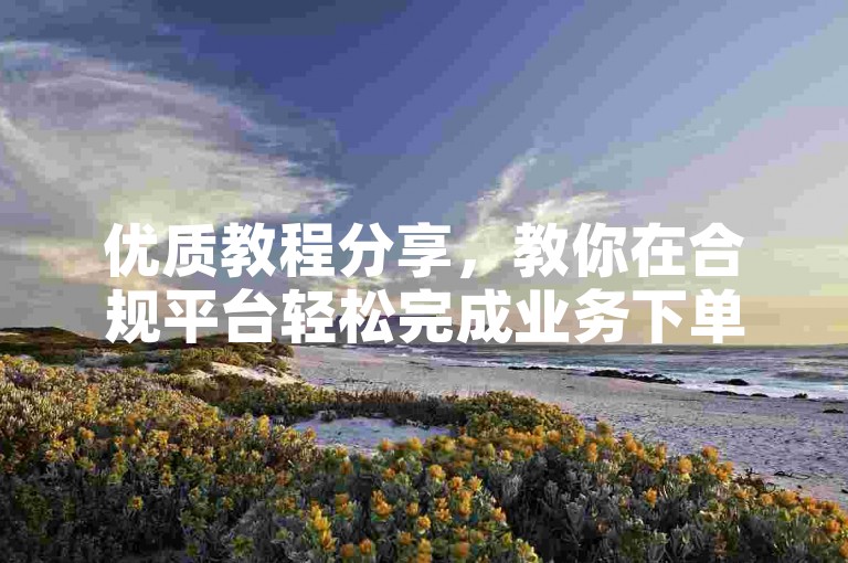 优质教程分享，教你在合规平台轻松完成业务下单操作。