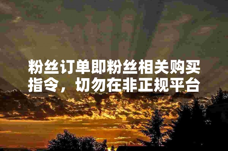 粉丝订单即粉丝相关购买指令，切勿在非正规平台进行低价交易。