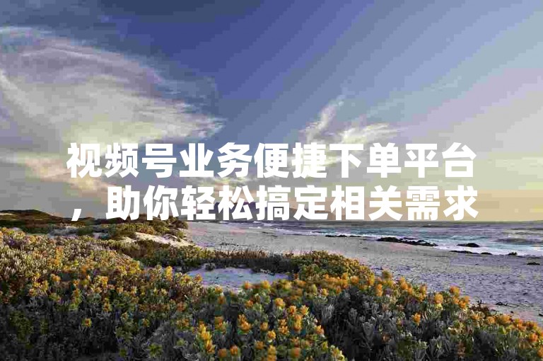 视频号业务便捷下单平台，助你轻松搞定相关需求。