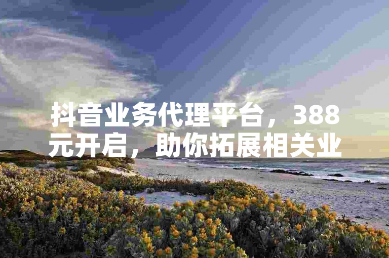 抖音业务代理平台，388元开启，助你拓展相关业务。