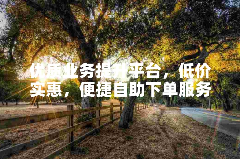 优质业务提升平台，低价实惠，便捷自助下单服务。
