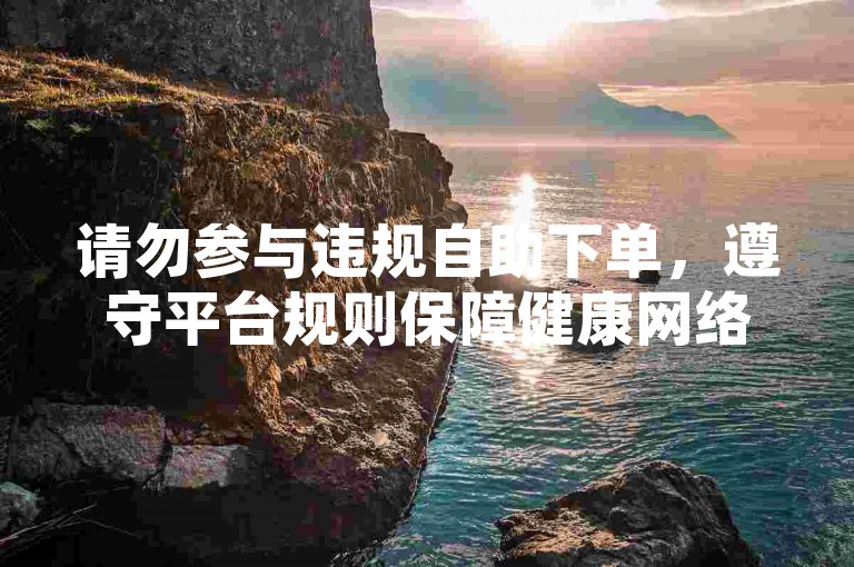 请勿参与违规自助下单，遵守平台规则保障健康网络环境。