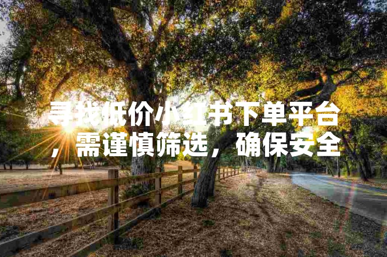 寻找低价小红书下单平台，需谨慎筛选，确保安全可靠。